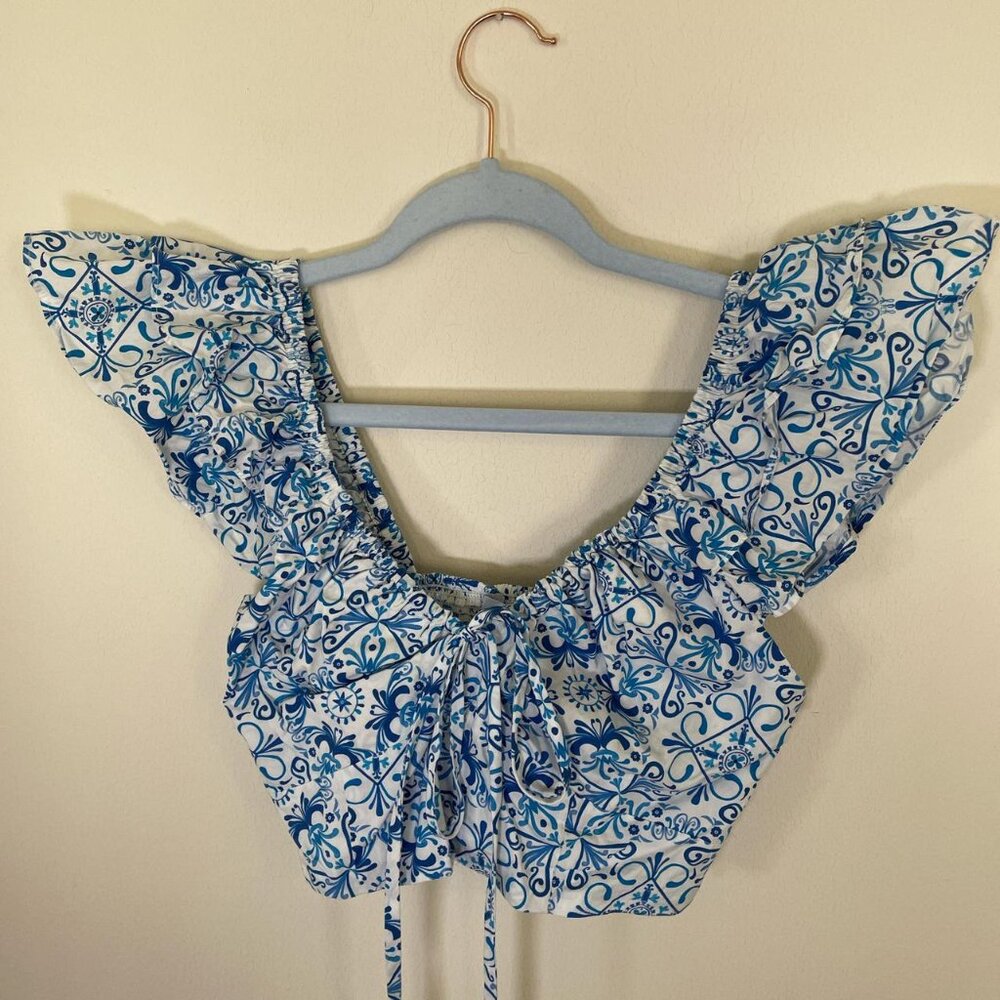 Hill House Home Alexa Top in Blue Mosaic Print